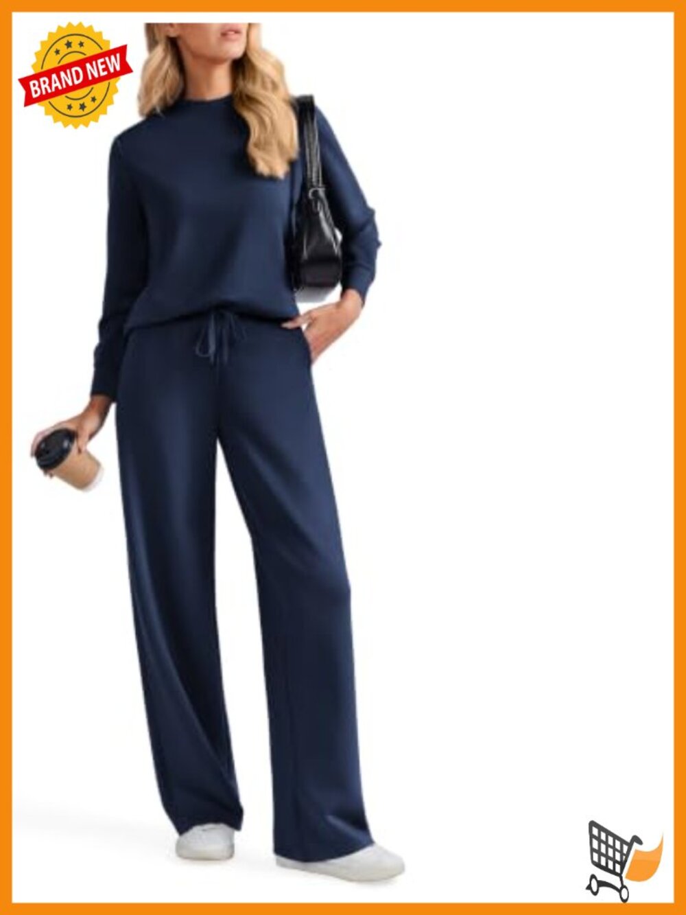 Wide Leg Pants Mock Neck Sweatsuit 2 Piece Set